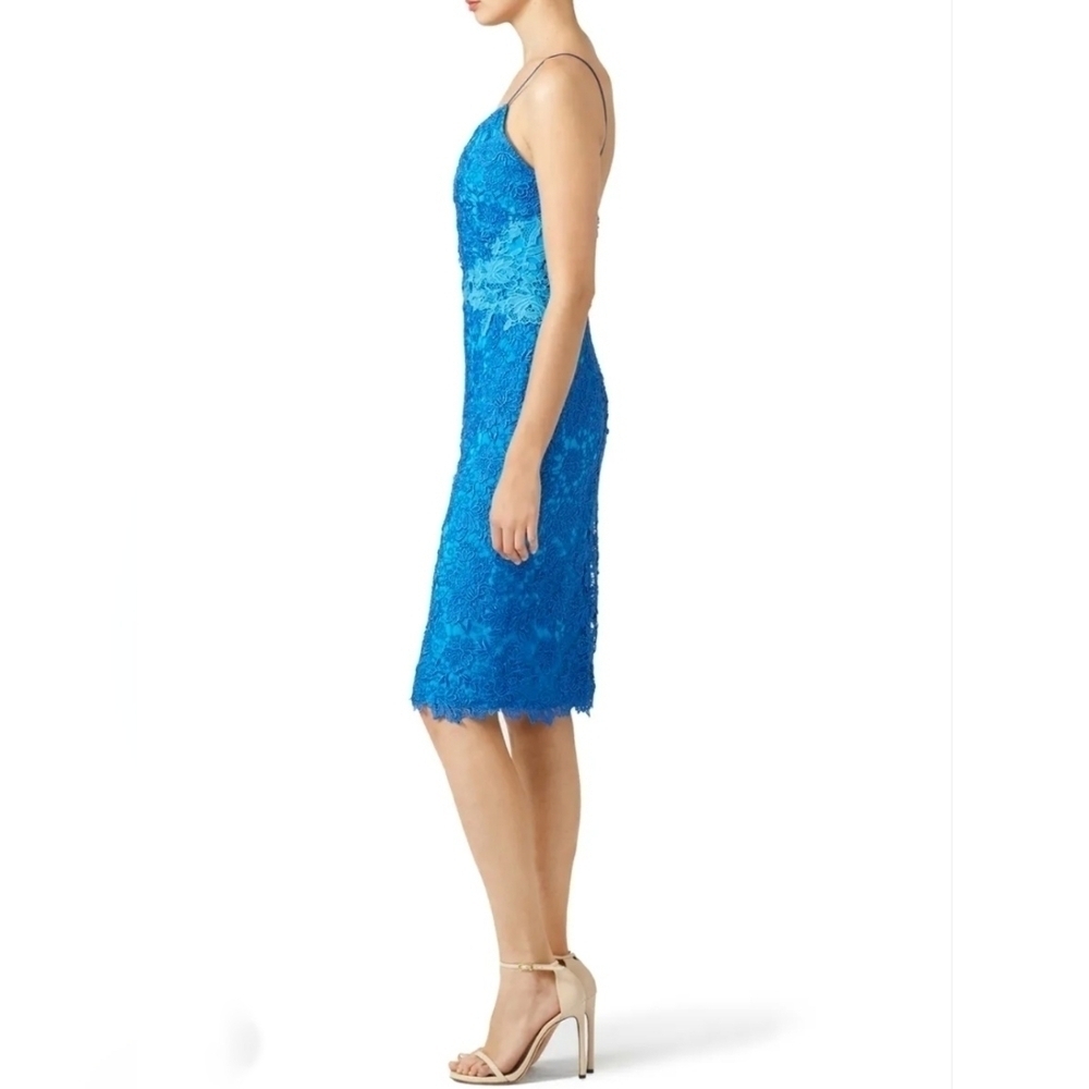 Monique Lhuillier Lace Sheath Dress Wedding Guest Cocktail Blue 2 - Picture 2 of 7